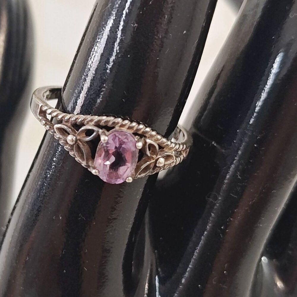 Vintage Avon RJ Graziano Sterling Silver Amethyst Filigree Ring Sz 9.75 - Picture 3 of 6